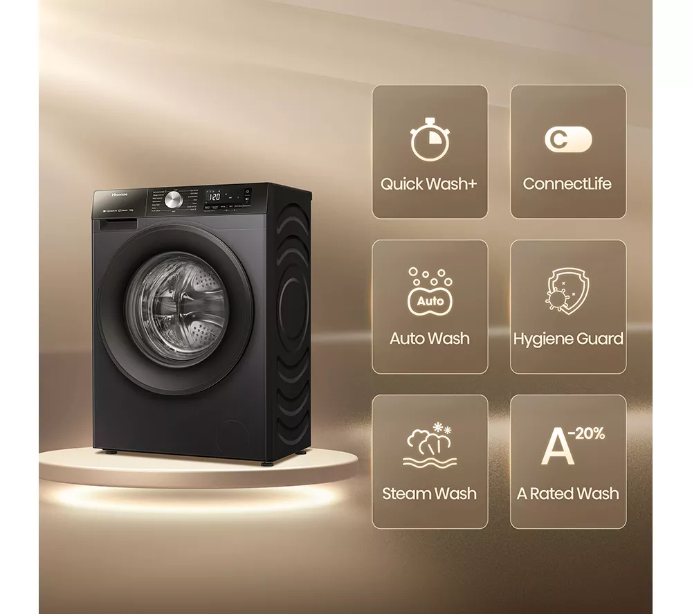 HISENSE 3S Series WF3S1243BB3 WiFi-enabled 12 kg 1400 Spin Washing Machine - Black