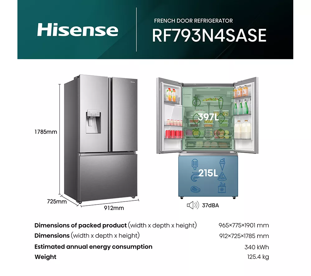 HISENSE RF793N4SASE Smart Fridge Freezer - Stainless Steel