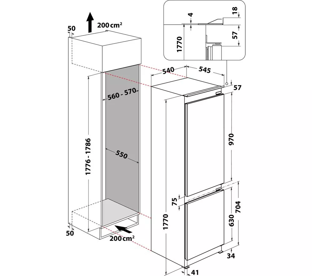 HOTPOINT Total No Frost HTC18 T322 UK Integrated 70 30 Fridge Freezer - Sliding Hinge