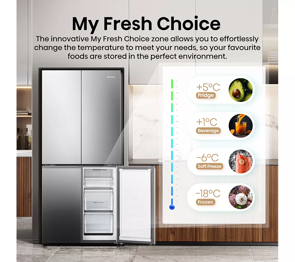 HISENSE PureFlat RQ5P470SAID Fridge Freezer - Silver Stainless Steel