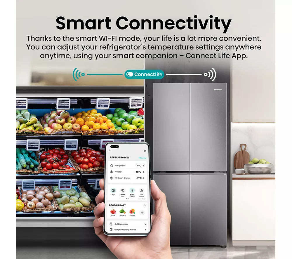 HISENSE PureFlat RQ5P470SAID Fridge Freezer - Silver Stainless Steel