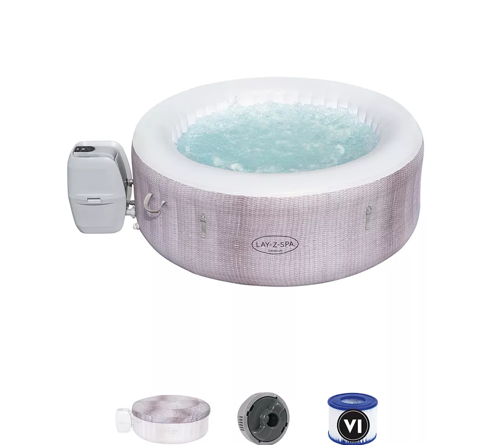 LAY-Z-SPA Cancun AirJet Inflatable Hot Tub - Grey Rattan