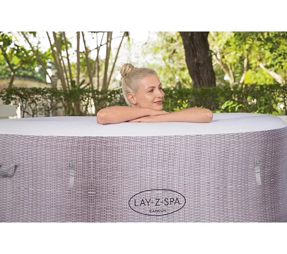 LAY-Z-SPA Cancun AirJet Inflatable Hot Tub - Grey Rattan