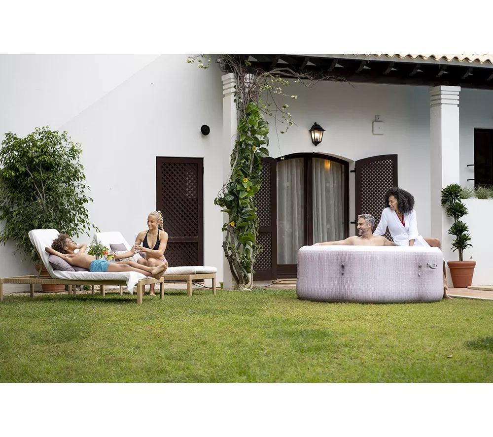 LAY-Z-SPA Cancun AirJet Inflatable Hot Tub - Grey Rattan