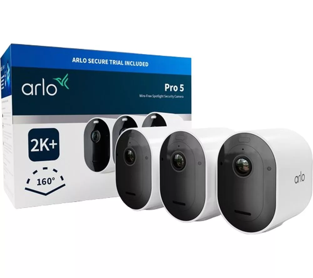 ARLO Pro 5 2K 1520p WiFi Security Camera System - 2 Cameras White