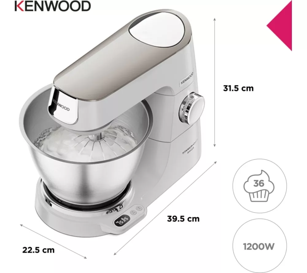 KENWOOD Titanium Chef Baker KVC65.001WH Stand Mixer - White