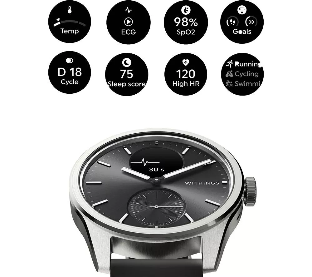 WITHINGS ScanWatch 2 Hybrid Smart Watch - Black 42 mm