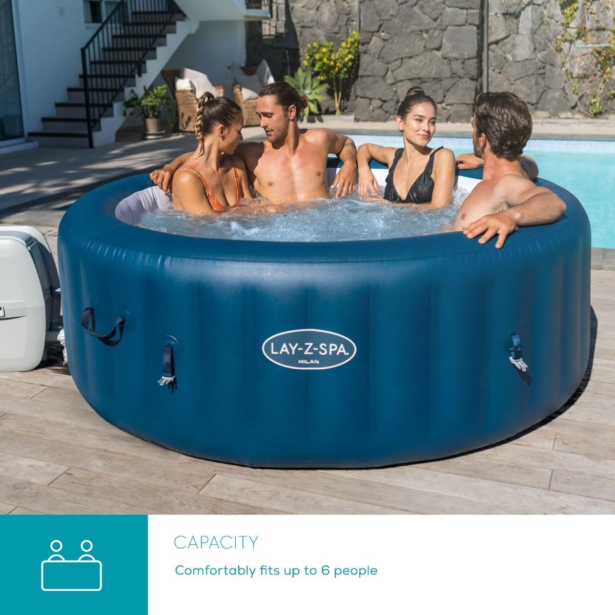 LAY-Z-SPA Milan AirJet Plus Inflatable Hot Tub - Blue