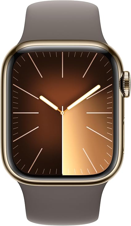 APPLE Watch Series 9 Cellular - 41 mm Gold Stainless Steel Case with Clay Sports Band M L