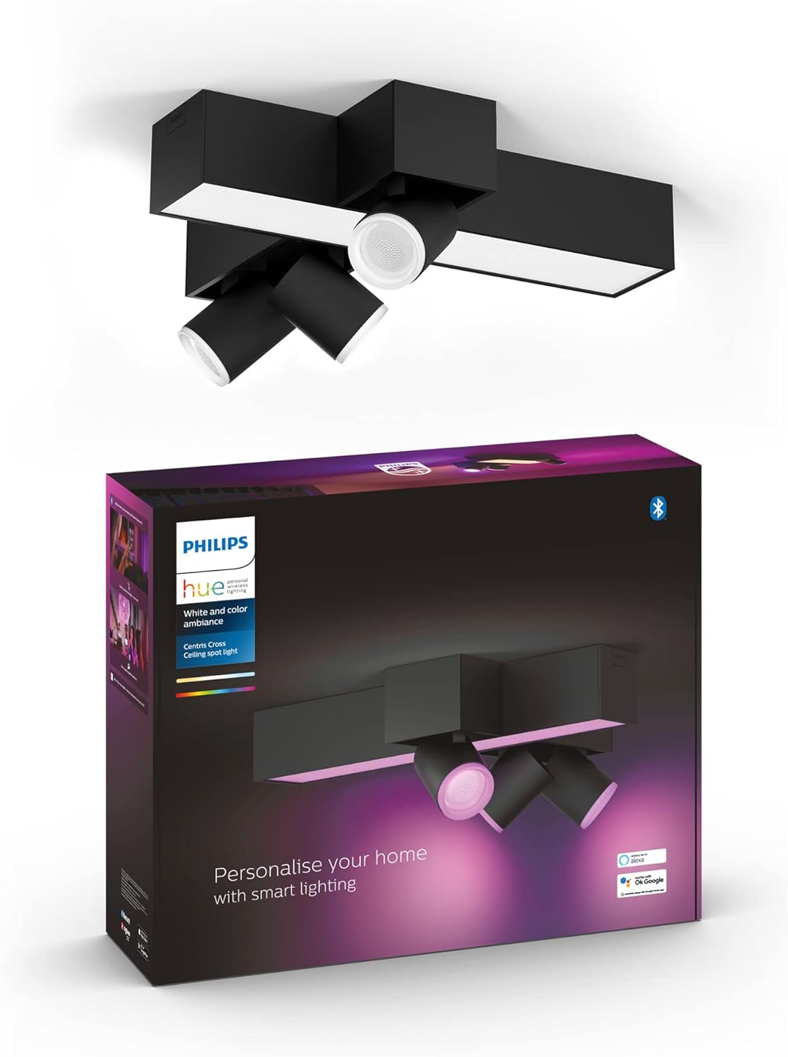 PHILIPS HUE Centris White and Colour Smart LED 3-Spot Ceiling Light