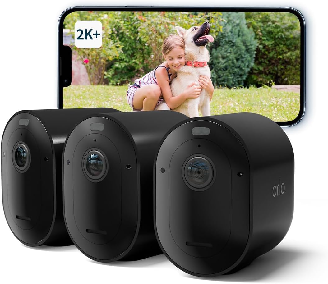 ARLO Pro 5 2K 1520p WiFi Security Camera System - 3 Cameras Black