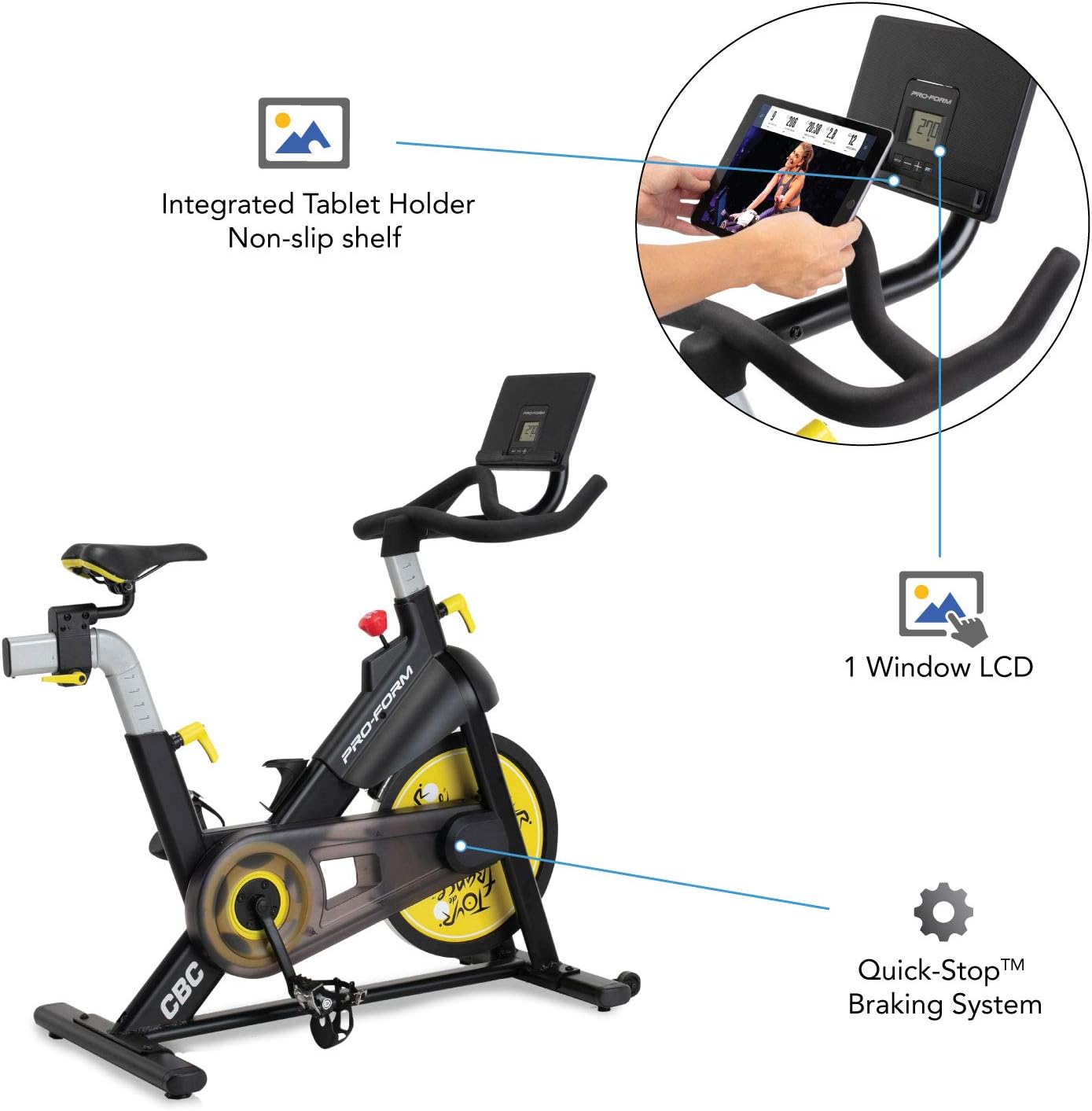 PROFORM Tour de France CBC Smart Bluetooth Exercise Bike - Black & Yellow