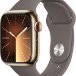 APPLE Watch Series 9 Cellular - 41 mm Gold Stainless Steel Case with Clay Sports Band  M L