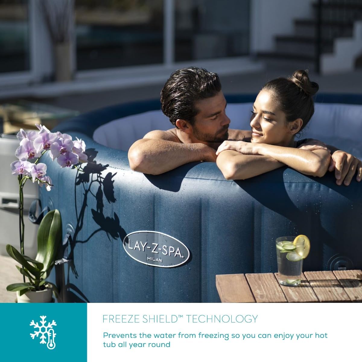 LAY-Z-SPA Milan AirJet Plus Inflatable Hot Tub - Blue