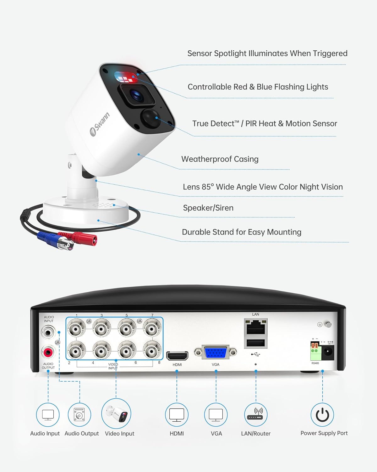 SWANN Enforcer SWDVK-856804MQB 8-channel 4K Ultra HD DVR Security System - 2 TB 4 Cameras
