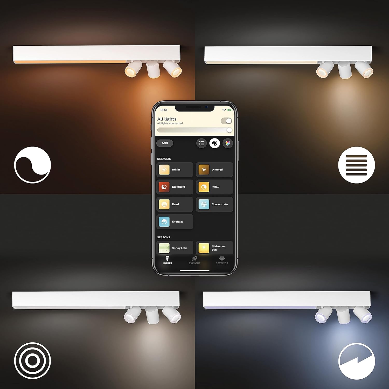 PHILIPS HUE White & Colour Ambiance Centris Ceiling Light - 3 Spot White