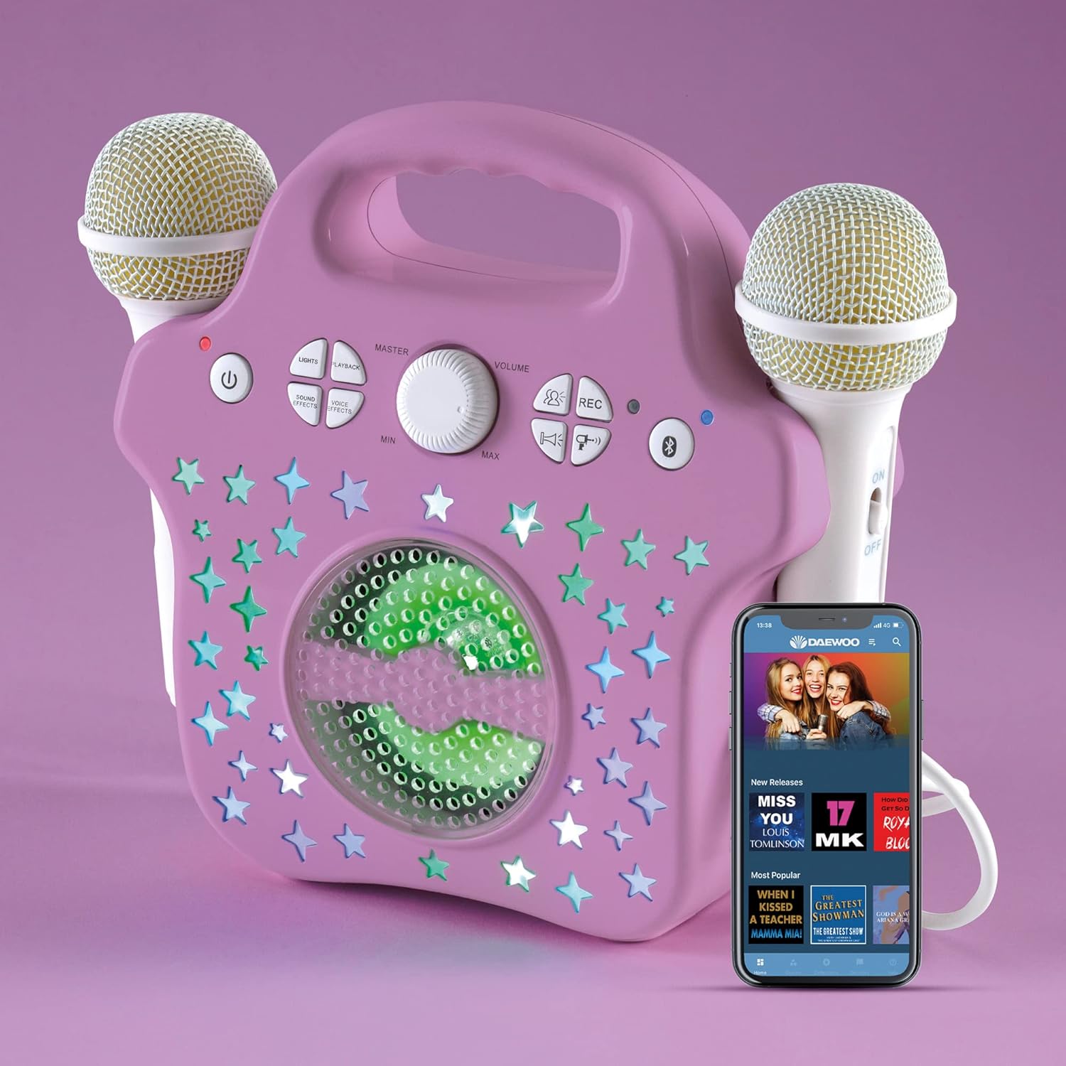 DAEWOO AVS1547 Bluetooth Karaoke System - Pink