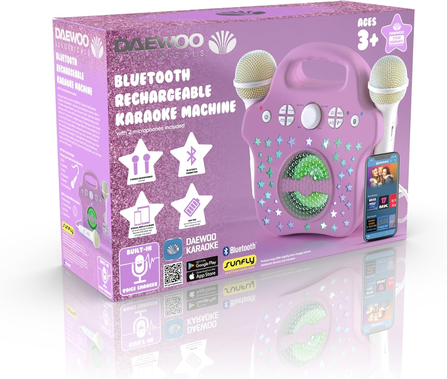 DAEWOO AVS1547 Bluetooth Karaoke System - Pink