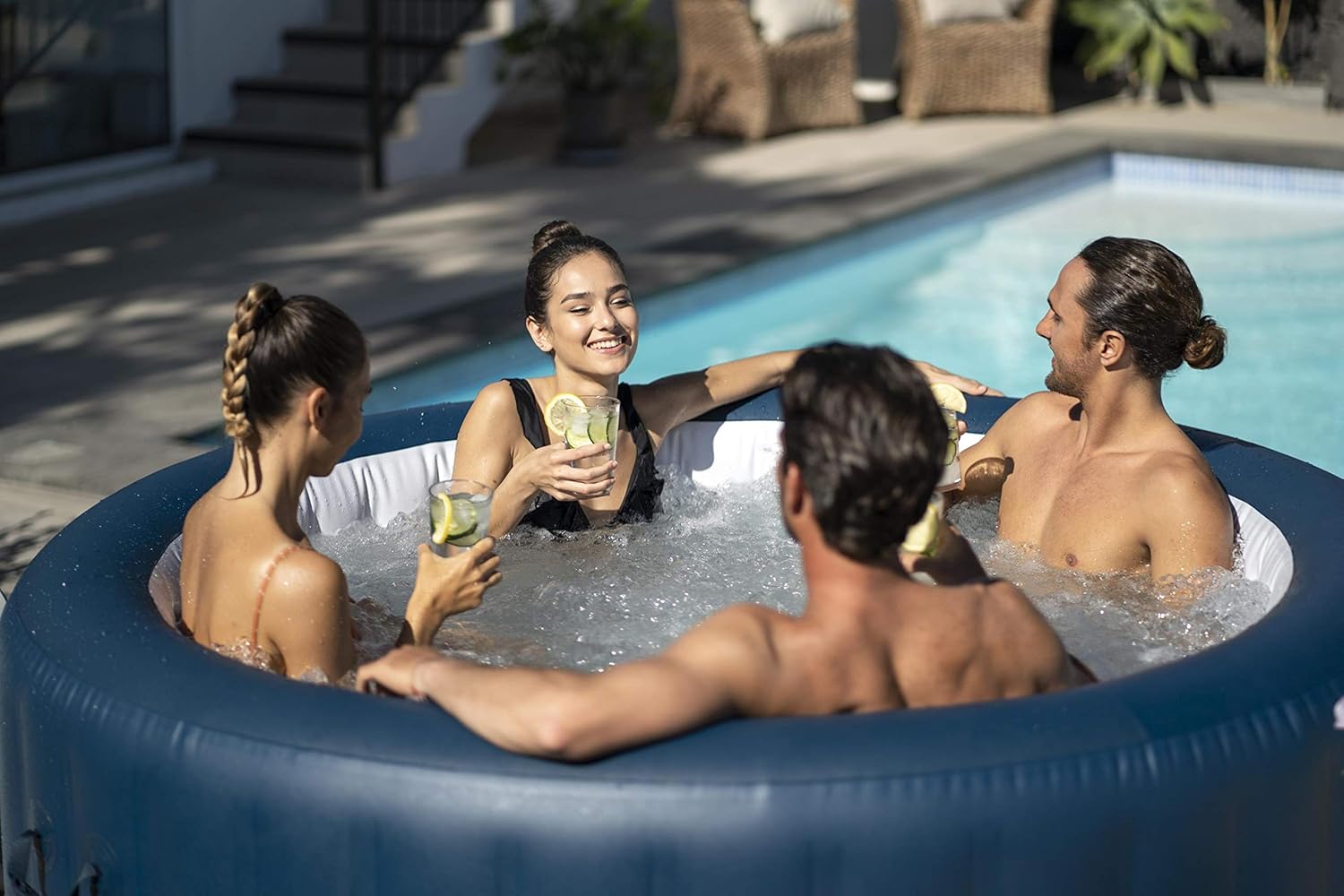 LAY-Z-SPA Milan AirJet Plus Inflatable Hot Tub - Blue