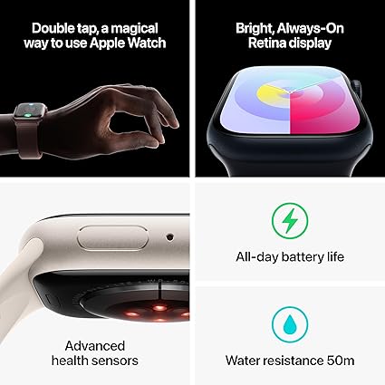 APPLE Watch Series 9 Cellular - 41 mm Gold Stainless Steel Case with Clay Sports Band M L