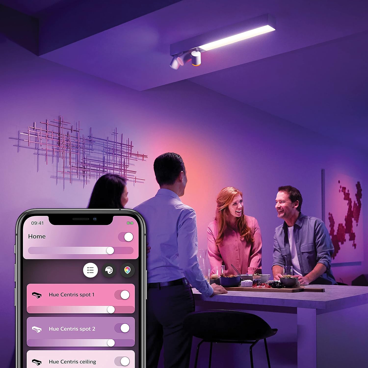PHILIPS HUE White & Colour Ambiance Centris Ceiling Light - 3 Spot White