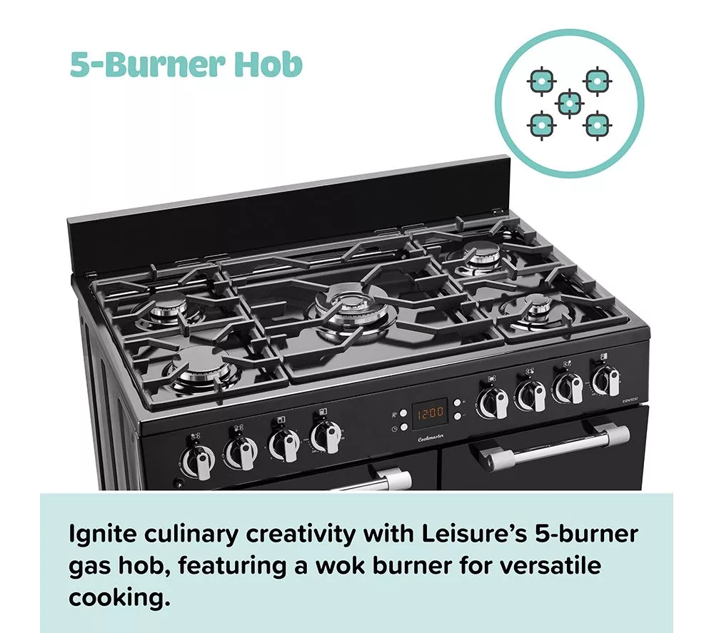 LEISURE Cookmaster CK90G232K 90 Dual Fuel Range Cooker - Black
