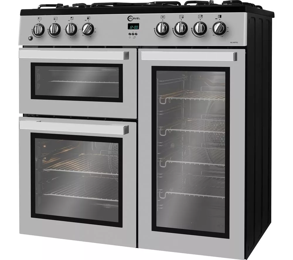 FLAVEL MLN9FRS 90 cm Dual Fuel Range Cooker - Silver & Black