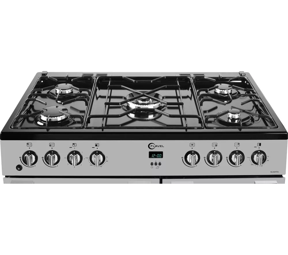 FLAVEL MLN9FRS 90 cm Dual Fuel Range Cooker - Silver & Black