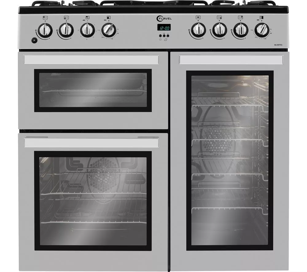 FLAVEL MLN9FRS 90 cm Dual Fuel Range Cooker - Silver & Black