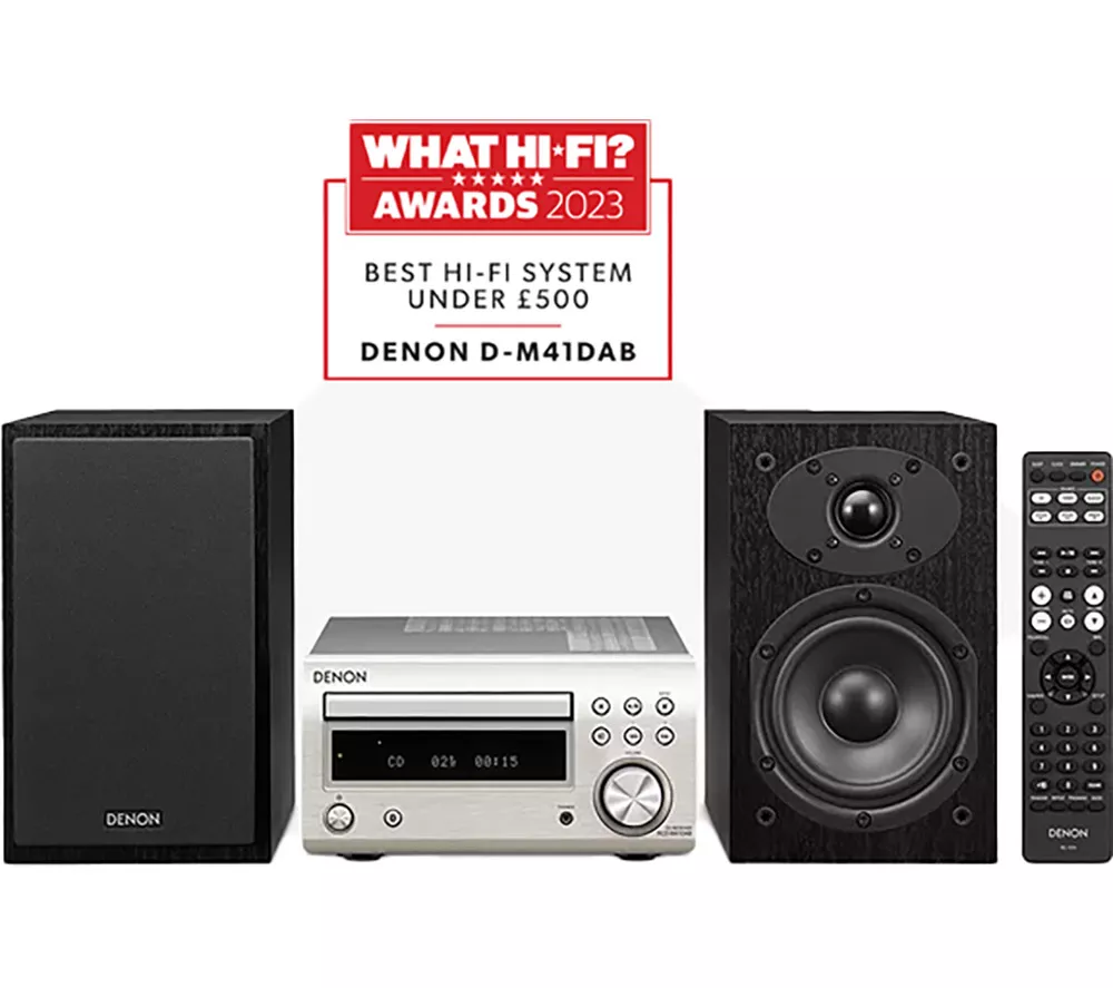 DENON DM-41DAB Wireless Traditional Hi-Fi System - Premium Silver