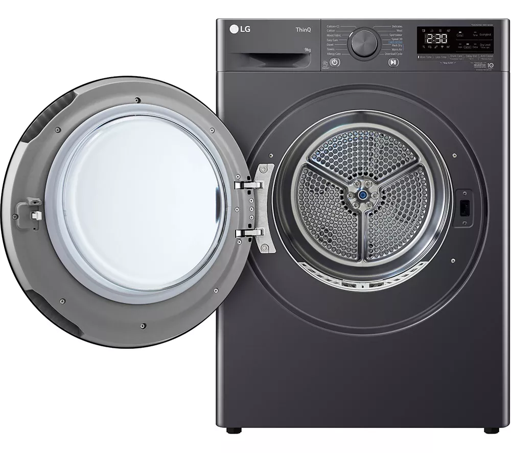 LGE V7 DUAL Dry FDV709GN WiFi-enabled 9 kg Heat Pump Tumble Dryer - Slate Grey