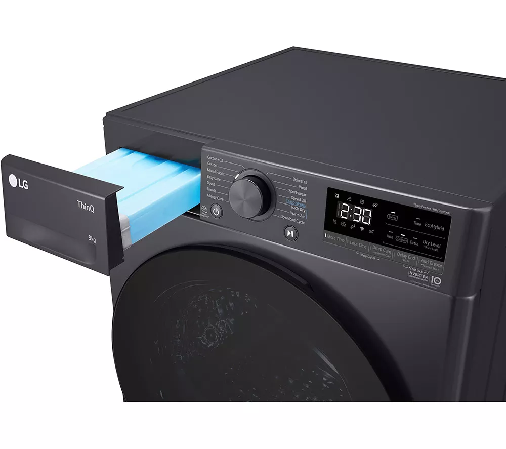 LGE V7 DUAL Dry FDV709GN WiFi-enabled 9 kg Heat Pump Tumble Dryer - Slate Grey