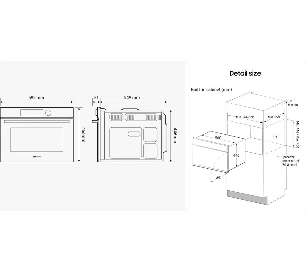 SAMSUNG Series 4 NQ5B4553FBS U4 Built-in Compact Combination Microwave - Stainless Steel
