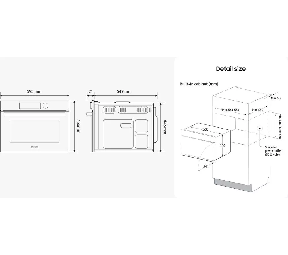 SAMSUNG NQ5B5763DBS U4 Built-in Compact Combination Microwave - Stainless Steel
