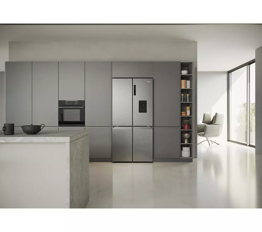 HAIER HCR5919EHMP Fridge Freezer - Platinum Inox