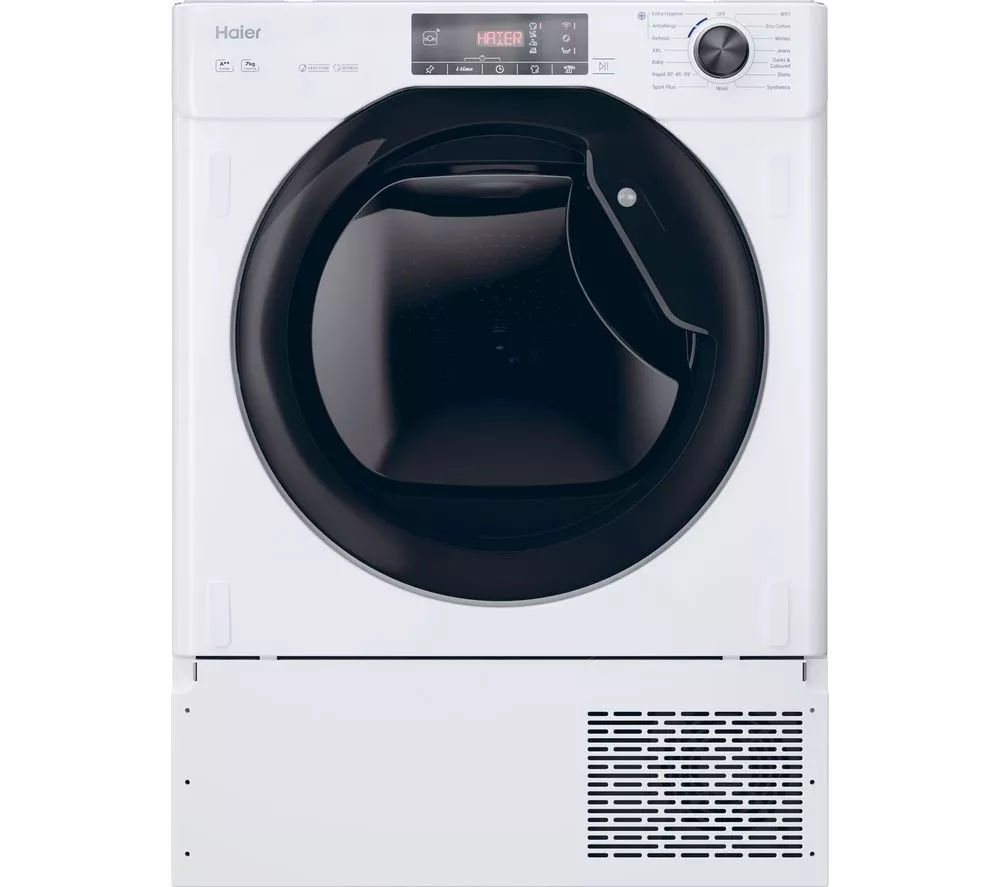 HAIER Series 4 HDBI H7A2TBEX-80 Integrated WiFi-enabled 7 kg Heat Pump Tumble Dryer