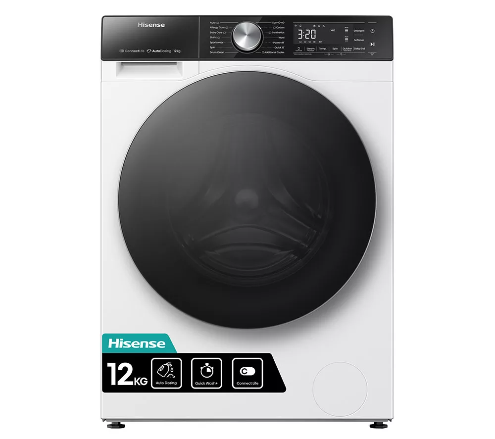 HISENSE 5S Series Auto Dosing WF5S1245BW WiFi-enabled 12 kg 1400 Spin Washing Machine - White