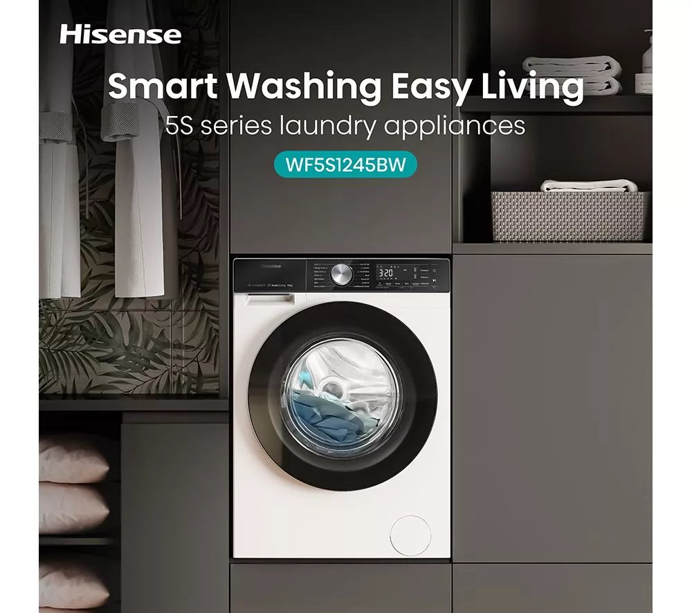 HISENSE 5S Series Auto Dosing WF5S1245BW WiFi-enabled 12 kg 1400 Spin Washing Machine - White