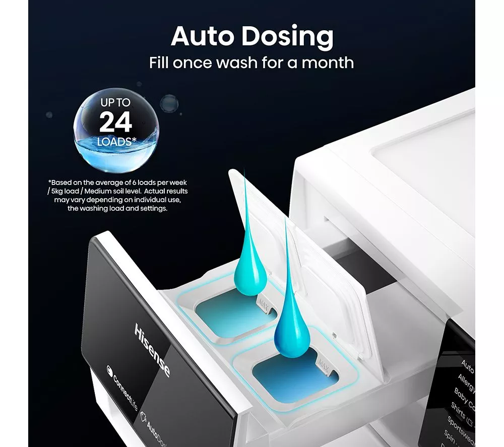 HISENSE 5S Series Auto Dosing WF5S1245BW WiFi-enabled 12 kg 1400 Spin Washing Machine - White