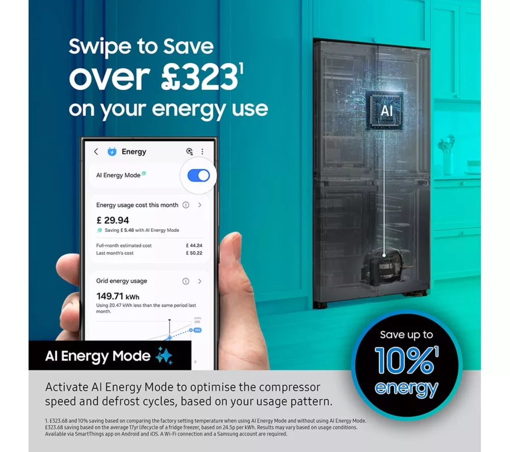 SAMSUNG Series 7 RF50C532EB1 EU Smart Fridge Freezer - Matte Stainless