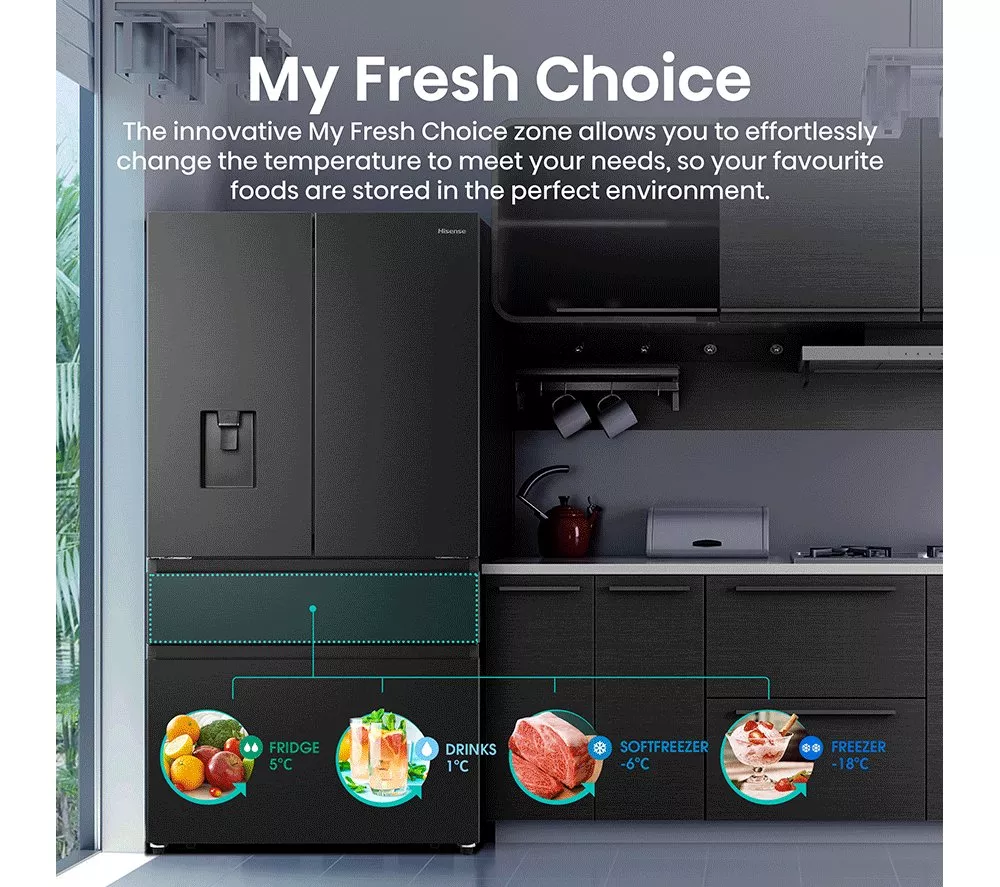 HISENSE PureFlat RF749N4SWFE Fridge Freezer - Black Stainless Steel