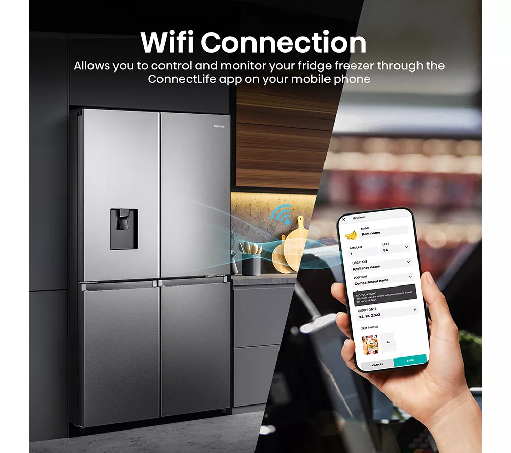 HISENSE PureFlat RQ758N4SWSE Smart Fridge Freezer - Stainless Steel