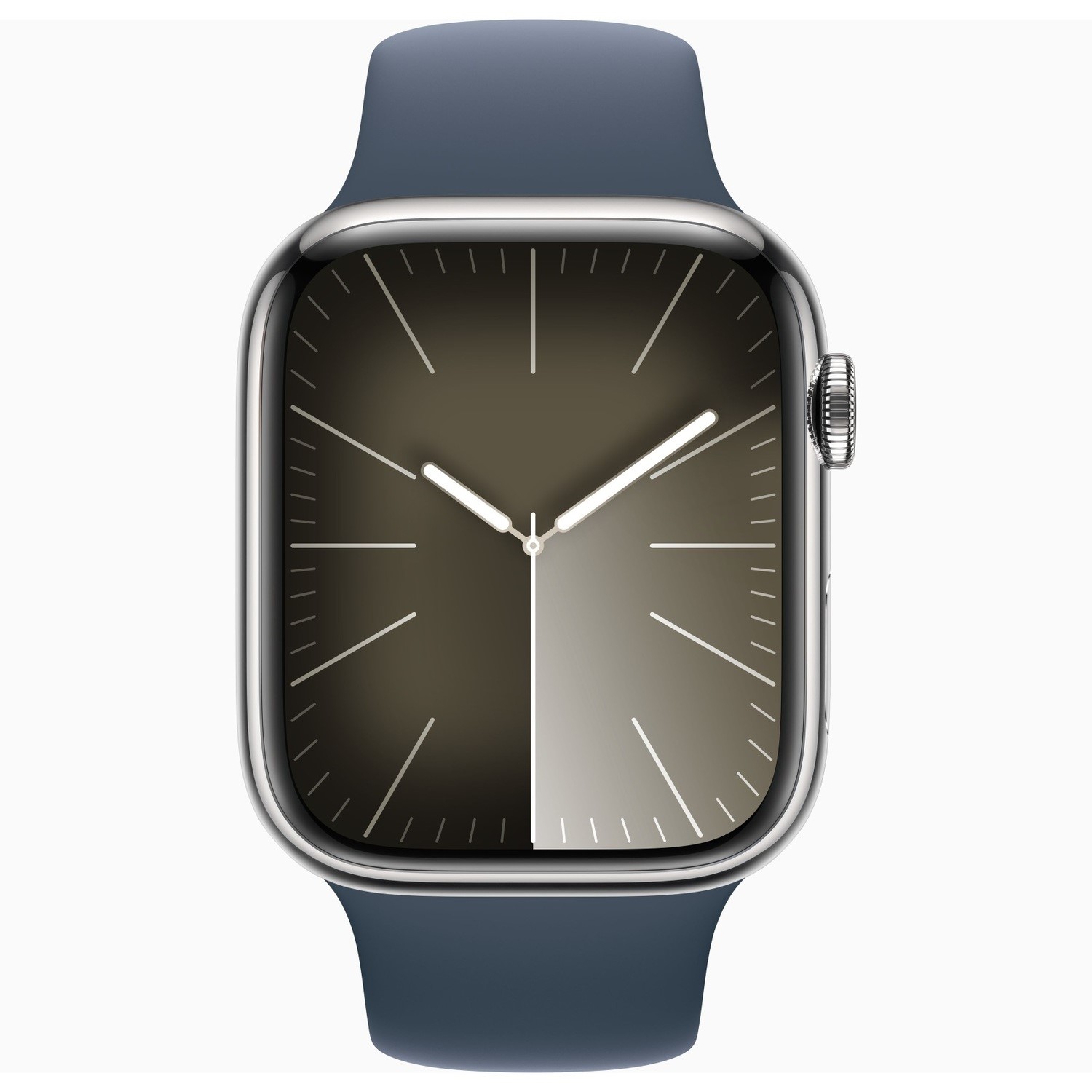 APPLE Watch Series 9 Cellular - 41 mm Silver Stainless Steel Case with Storm Blue Sports Band S M