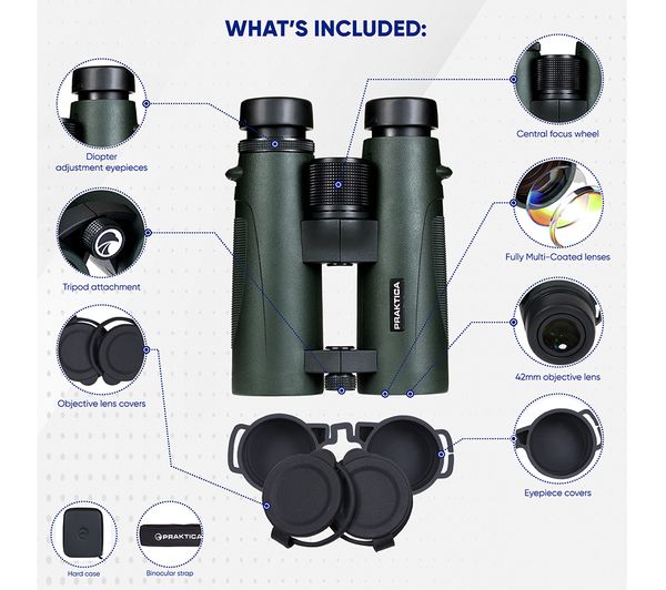 PRAKTICA Ambassador FX ED 8 x 42 mm Binoculars - Green