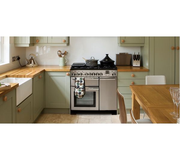 RANGEMASTER Professional Deluxe 100 Dual Fuel Range Cooker - Stainless Steel & Chrome