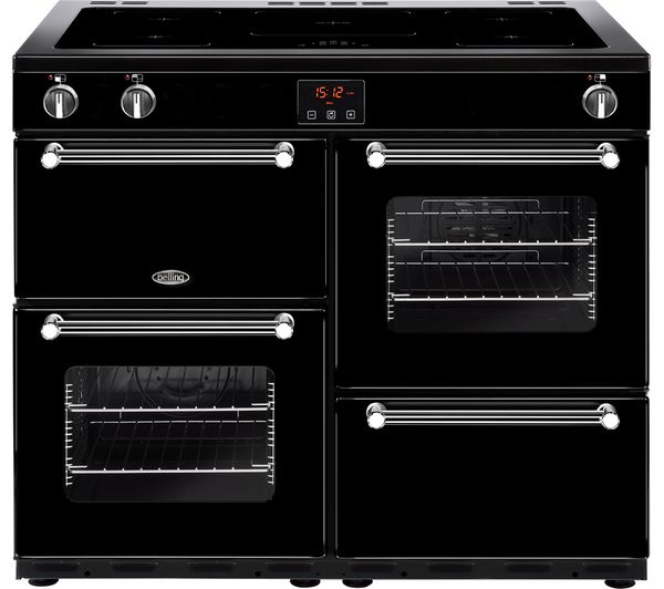 BELLING Kensington 100Ei Electric Induction Range Cooker - Black & Chrome