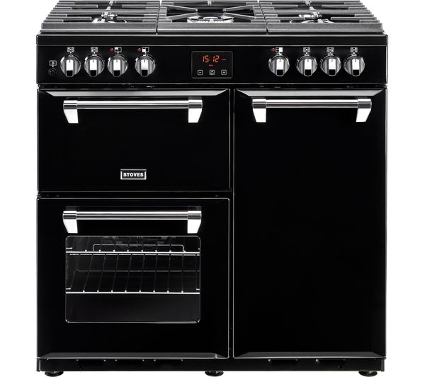 STOVES Ellingwood 90DFT Dual Fuel Range Cooker - Black & Chrome