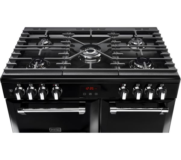 STOVES Ellingwood 90DFT Dual Fuel Range Cooker - Black & Chrome