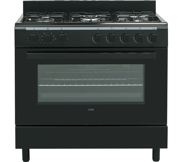 LOGIK LFTG90B18 90 cm Dual Fuel Range Cooker – Black