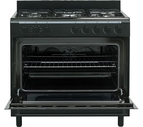 LOGIK LFTG90B18 90 cm Dual Fuel Range Cooker – Black